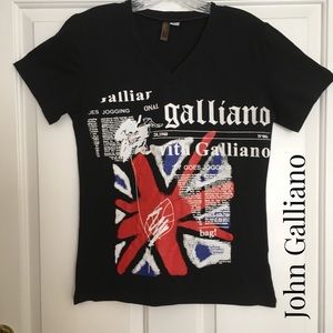 John Galliano newspaper T-shirt.  Black  Medium